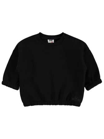 Civil Baby Çiçek Nakışlı Basic 6-18 Ay Sweatshirt - Siyah