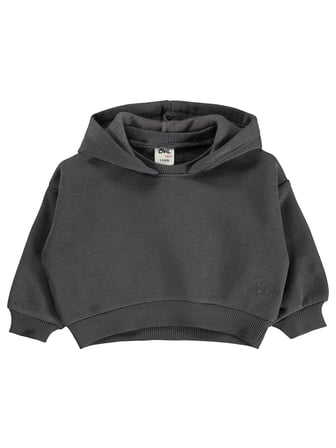 Civil Baby Çiçek Nakışlı Basic Kapşonlu 6-18 Ay Sweatshirt - Gri