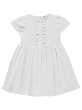 Civil Girls Fiyonklu 6-9 Yaş Elbise - Beyaz