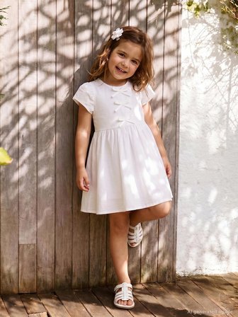 Civil Girls Fiyonklu 2-5 Yaş Elbise - Beyaz