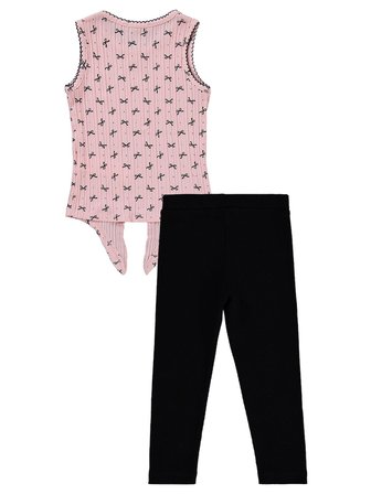 Civil Girls Fiyonk Desenli 2-5 Yaş Takım - Pembe