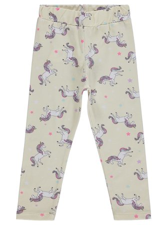 Civil Girls Unicorn Baskılı 2-5 Yaş Tayt - Ekru