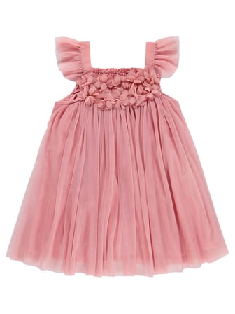 Civil Girls Şifon Çiçek Aplikeli 2-5 Yaş Elbise - Pembe