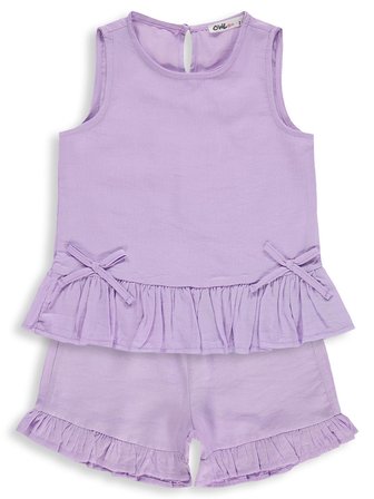 Civil Girls Fiyonklu Şortlu 2-5 Yaş Takım - Lila