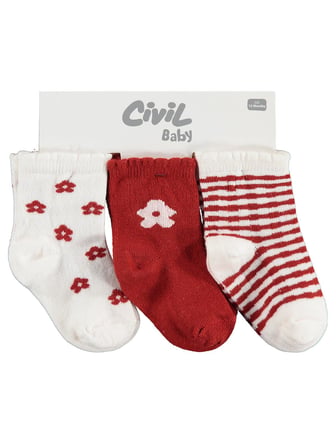 Civil Baby Flowers 3'lü 6-18 Ay Bebek Kız Çorap Set