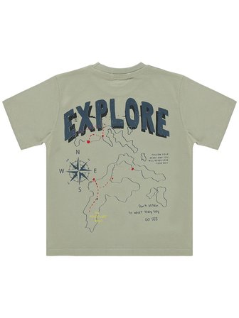 Civil Boys Explore Baskılı 6-9 Yaş Tişört - Gri