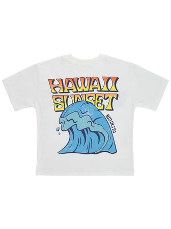 Civil Boys Hawaii Sunset Baskılı 6-9 Yaş Tişört - Kırık Beyaz