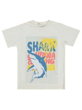 Civil Boys Shark California 10-13 Yaş Tişört - Kırık Beyaz
