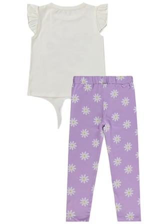 Civil Girls Papatya Desenli 6-9 Yaş Takım - Lila