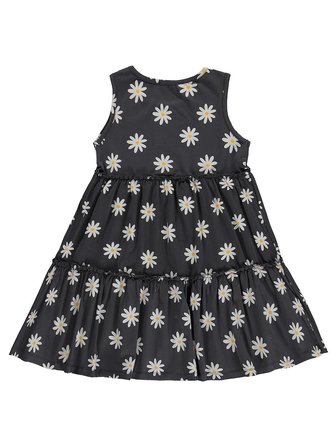 Civil Girls Papatya Desenli 6-9 Yaş Elbise - Gri
