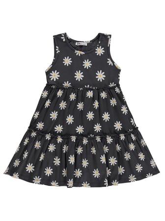 Civil Girls Papatya Desenli 6-9 Yaş Elbise - Gri