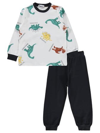 Civil Boys Dinozor Baskılı 2-5 Yaş Pijama Takımı - Gri