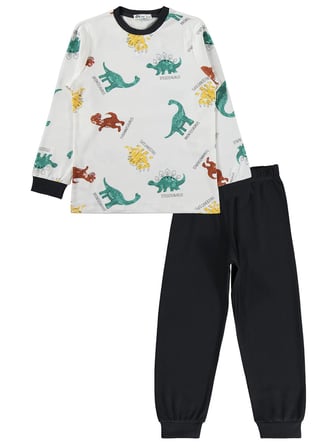 Civil Boys Dinozor Baskılı 6-9 Yaş Pijama Takımı - Gri