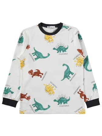 Civil Boys Dinozor Baskılı 6-9 Yaş Pijama Takımı - Gri