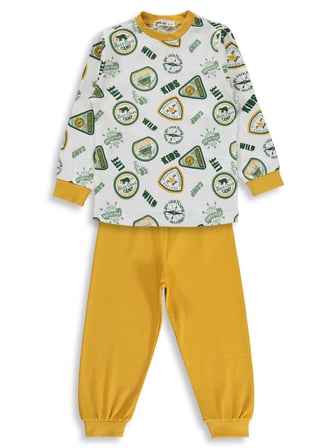 Civil Boys Kids Armalar Baskılı 2-5 Yaş Pijama Takımı - Hardal