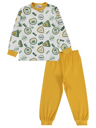 Civil Boys Kids Armalar Baskılı 2-5 Yaş Pijama Takımı - Hardal