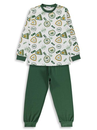 Civil Boys Kids Armalar Baskılı 10-13 Yaş Pijama Takımı - Yeşil