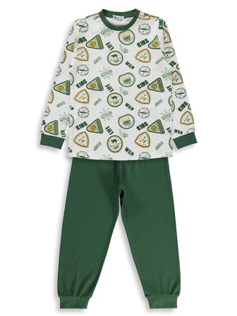 Civil Boys Kids Armalar Baskılı 6-9 Yaş Pijama Takımı - Yeşil