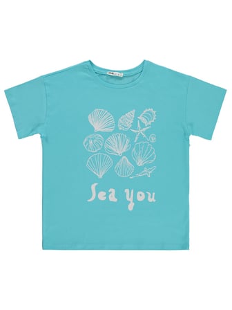 Civil Girls See You Baskılı 10-13 Yaş Tişört - Mavi