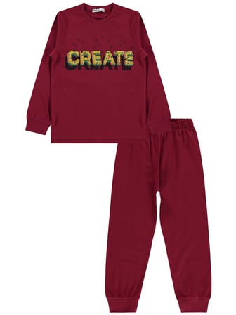 Civil Boys Create Baskılı 6-9 Yaş Pijama Takımı - Bordo