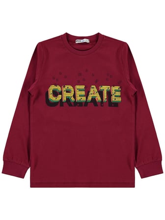 Civil Boys Create Baskılı 6-9 Yaş Pijama Takımı - Bordo