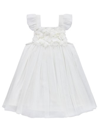 Civil Baby Askılı Tüllü 6-18 Ay Elbise - Ekru