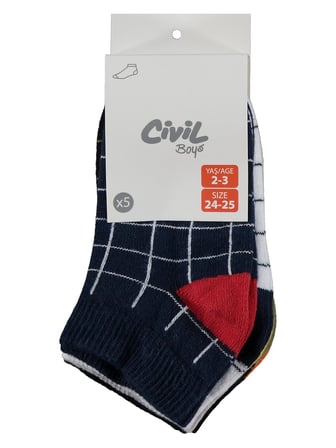 Civil Boys Kareli 5'li 2-12 Yaş Erkek Çocuk Patik Çorap