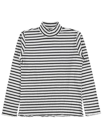 Civil Kız Çocuk Çizgili Boğazlı Sweatshirt | Jakarlı Süprem Uzun Kol | Okul Kreş ve Günlük Kullanım - Ekru