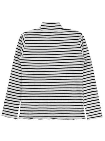 Civil Kız Çocuk Çizgili Boğazlı Sweatshirt | Jakarlı Süprem Uzun Kol | Okul Kreş ve Günlük Kullanım - Ekru