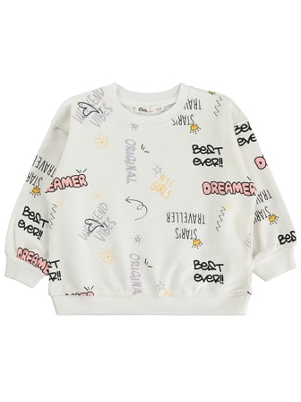 Civil Girls Best Ever Baskılı 2-5 Yaş Sweatshirt - Ekru