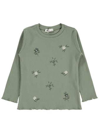 Civil Girls Çiçek Baskılı 2-5 Yaş Sweatshirt - Haki