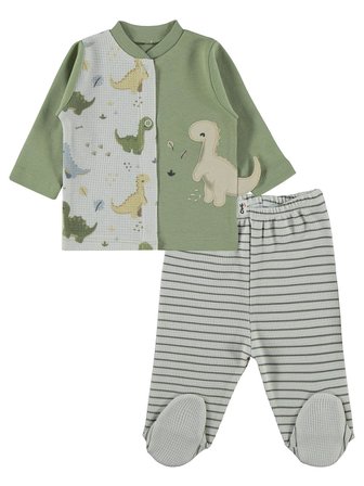 Civil Baby Dino Baskılı 10'lu Zıbın Setleri - Yeşil