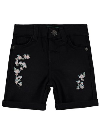 Tommiks Kids Çiçek Nakışlı 6-24 Ay Şort - Siyah