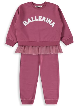 Civil Girls Ballerina Baskılı 2-5 Yaş Eşofman Takımı - Lila