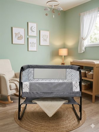 Kujju Sedef Anne Yanı Bebek Beşiği 50x90 Cm - Gri