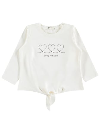 Civil Girls Living with Love Yazılı 2-5 Yaş Sweatshirt - Ekru