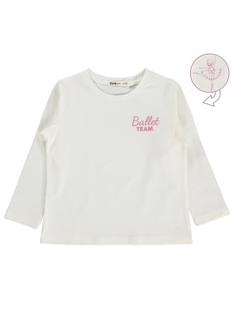 Civil Kız Çocuk Ballet Team Baskılı Sweatshirt | Okul Kreş ve Günlük Kullanım - Ekru