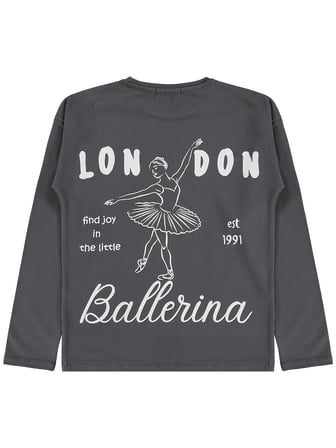 Civil Girls Ballerina Baskılı 10-13 Yaş Sweatshirt - Gri