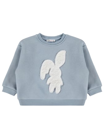 Civil Girls Tavşan Nakışlı 2-5 Yaş Sweatshirt - Mavi