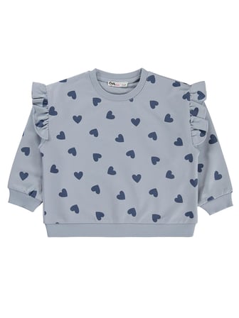Civil Girls Kalp Desenli 2-5 Yaş Sweatshirt - Mavi