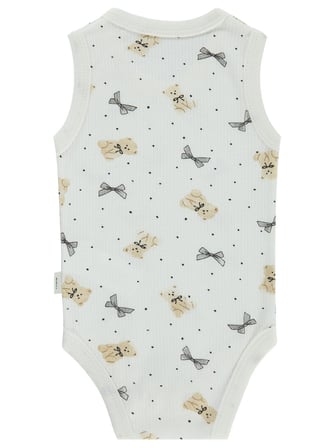 Civil Baby Fiyonklu Ayıcık Empirme 1-36 Ay Çıtçıtlı Badi - Ekru