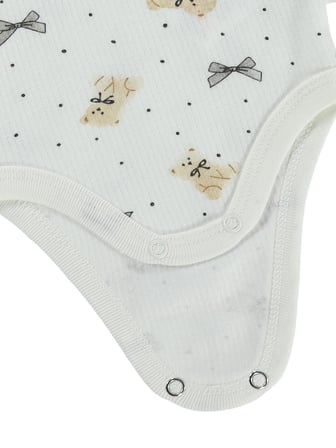 Civil Baby Fiyonklu Ayıcık Empirme 1-36 Ay Çıtçıtlı Badi - Ekru