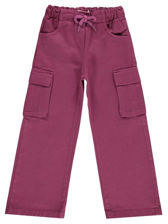 Civil Kız Çocuk Kargo Cepli Pantolon | Gabardin | Okul Kreş ve Günlük Kullanım - Lila