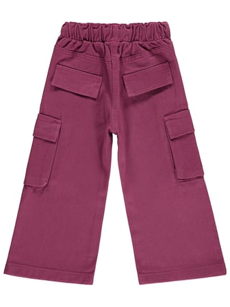 Civil Kız Çocuk Kargo Cepli Pantolon | Gabardin | Okul Kreş ve Günlük Kullanım - Lila