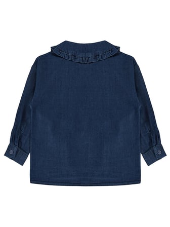 Civil Girls Fırfır Detaylı Denim 2-5 Yaş Gömlek - Mavi