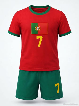 Civil Boys Portugal Baskılı 2'li 10-13 Yaş Takım - Pamuk Forma - Kırmızı