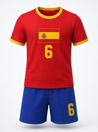Civil Boys Spain Baskılı 2'li 6-9 Yaş Takım - Pamuk Forma - Kırmızı