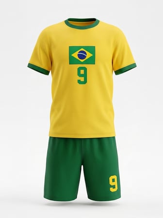 Civil Boys Brazil Baskılı 2'li 6-9 Yaş Takım - Pamuk Forma - Sarı