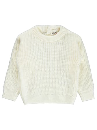 Civil Baby Arkadan Düğmeli Basic 6-18 Ay Kazak - Ekru