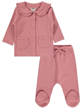 Civil Baby Jakarlı Ribana 1-9 Ay Pijama Takımı - Pembe